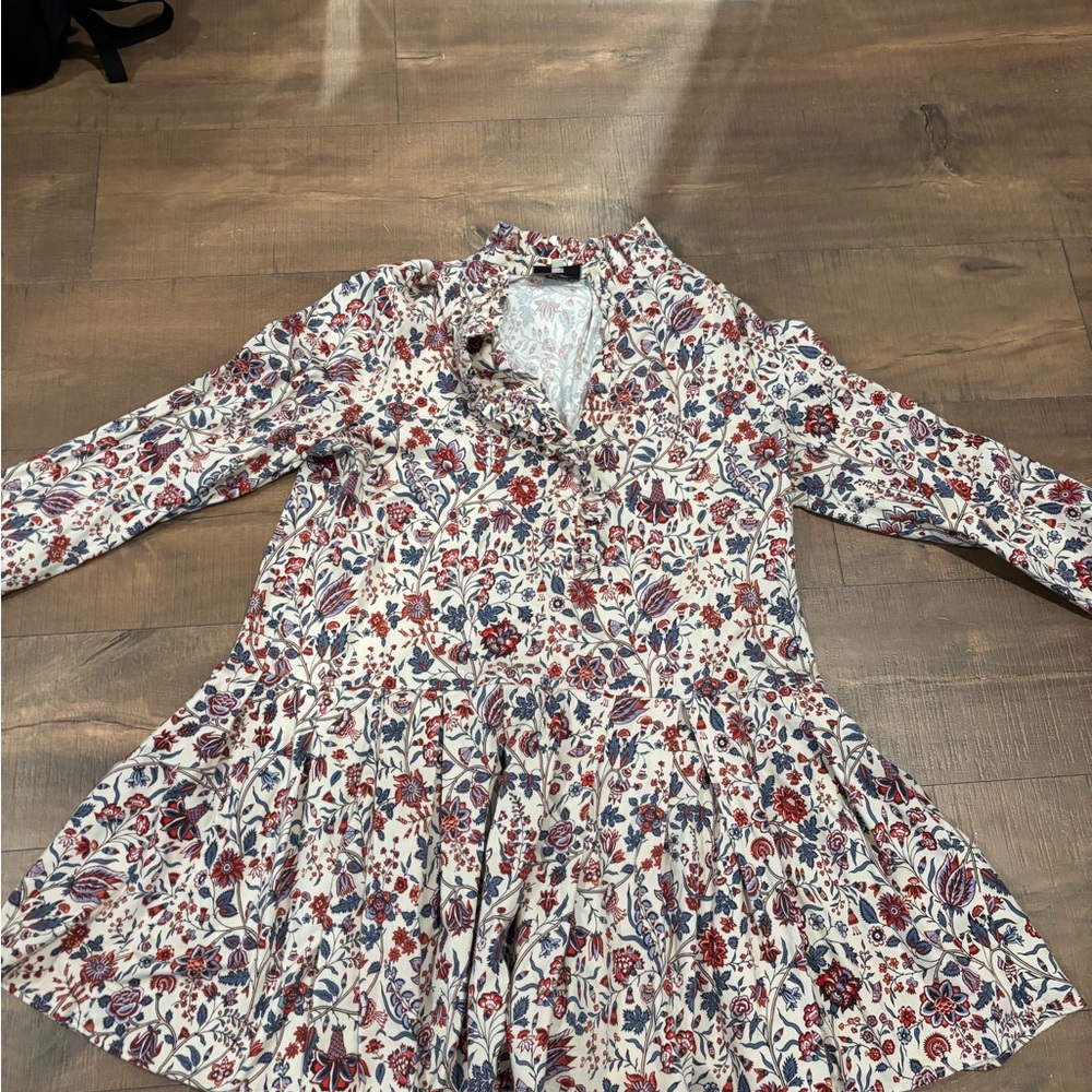 Tuckernuck Cream Dress with Red and Blue Floral Pattern